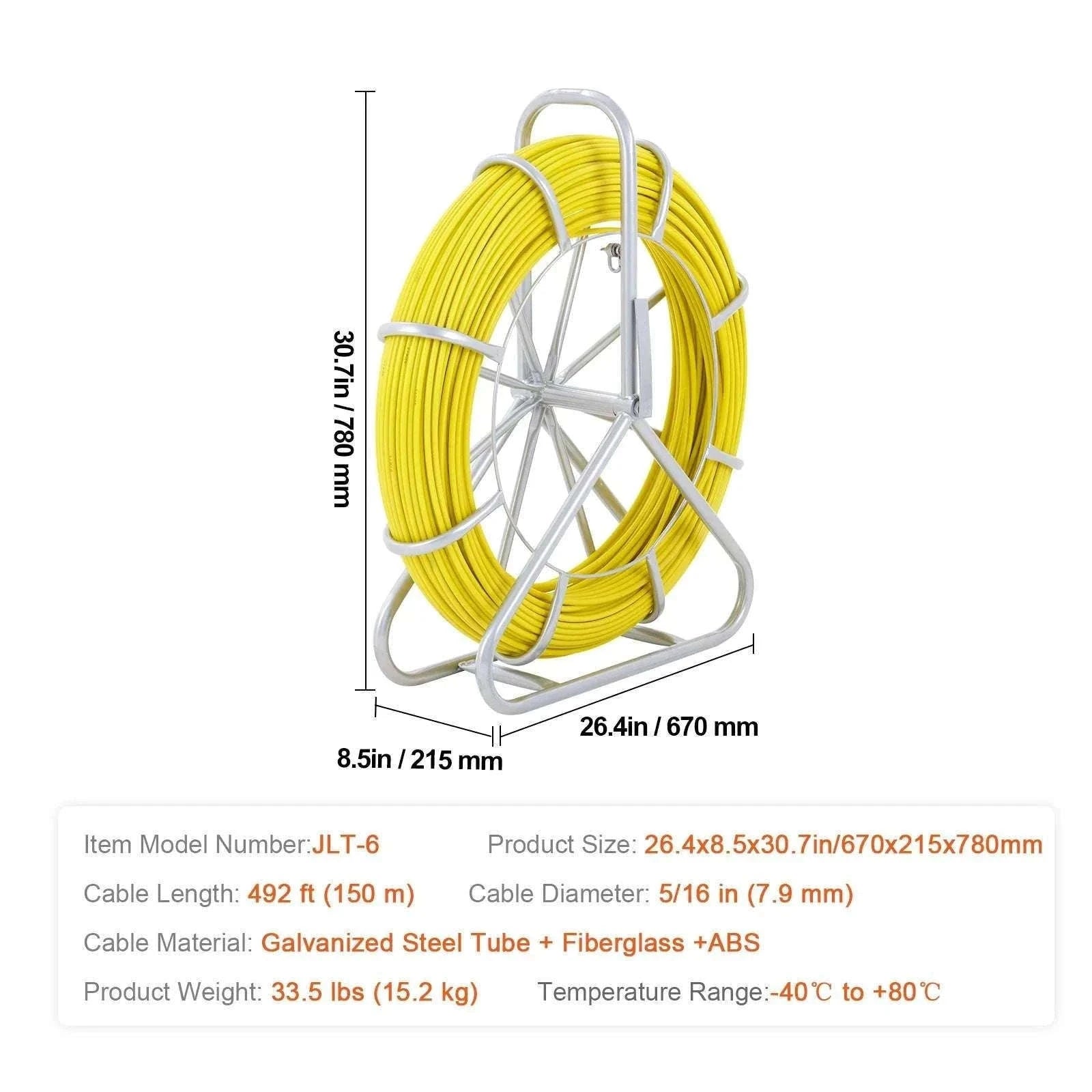 Fiberglass Fish Tape Wire Puller 425–656 ft Duct Rodder Kit-5-16 in x 492 ft / france