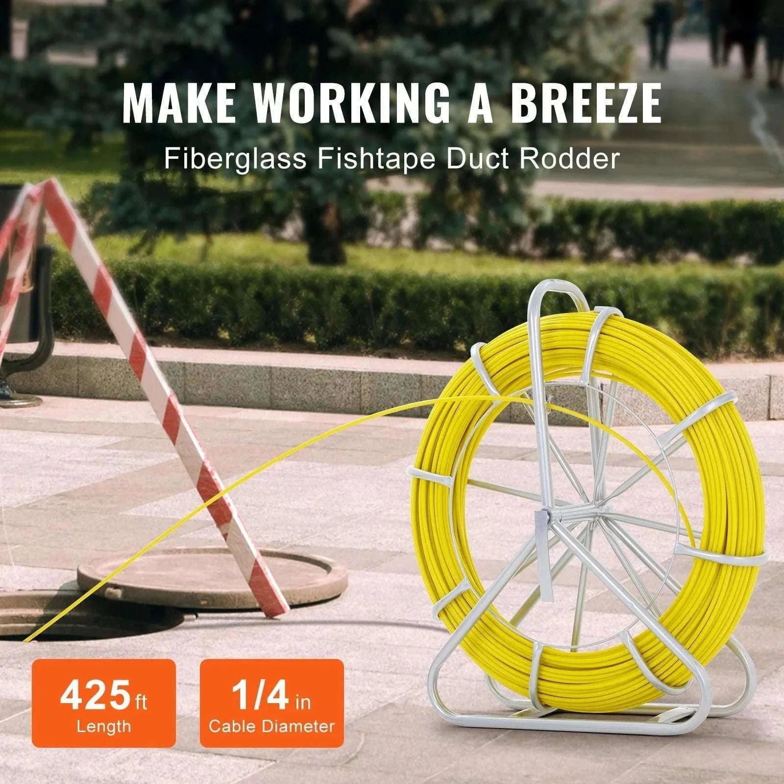 Fiberglass Fish Tape Wire Puller 425–656 ft Duct Rodder Kit-5-16 in x 492 ft / france