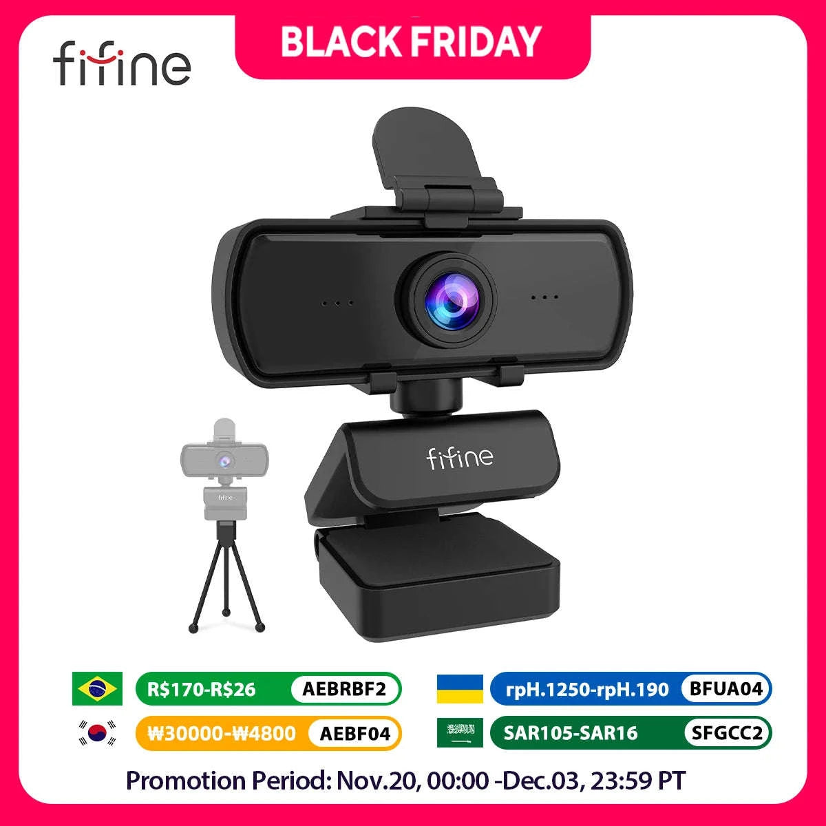 FIFINE 1440p Full HD PC Webcam with Microphone and Tripod-Default Title