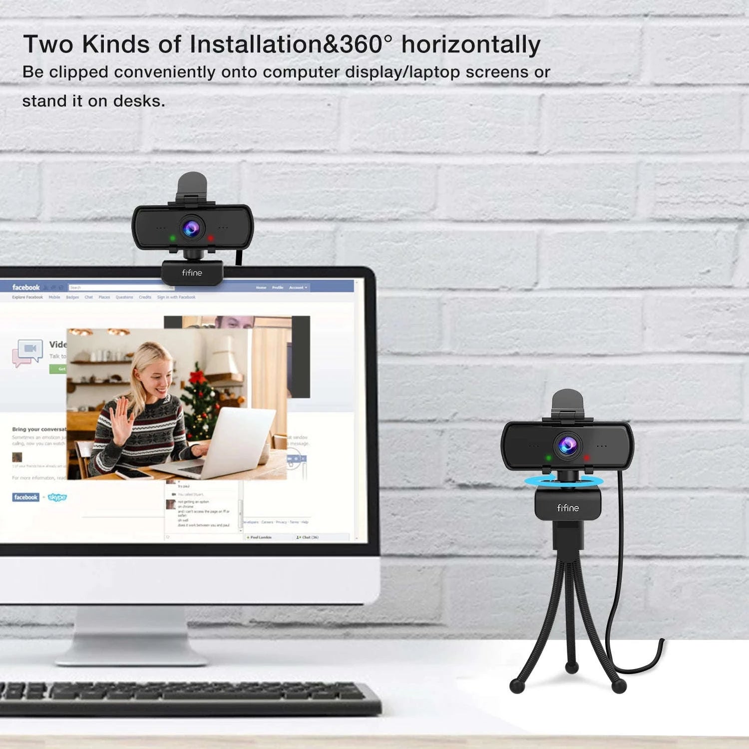 FIFINE 1440p Full HD PC Webcam with Microphone and Tripod-Default Title