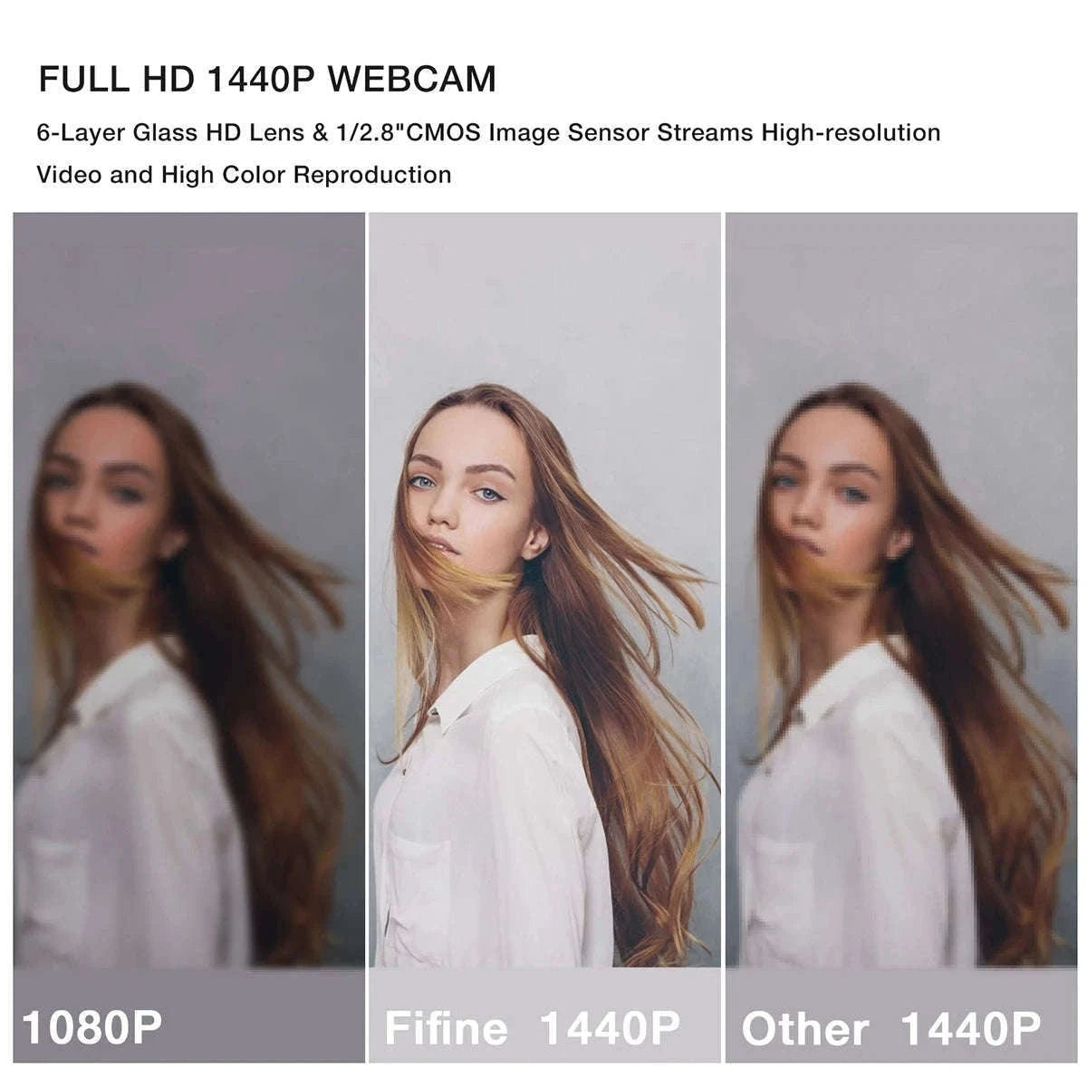 FIFINE 1440p Full HD PC Webcam with Microphone and Tripod-Default Title