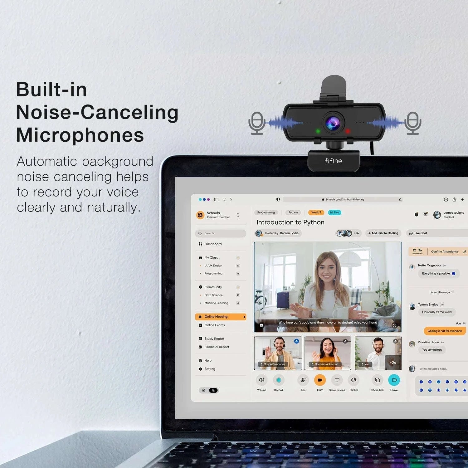 FIFINE 1440p Full HD PC Webcam with Microphone and Tripod-Default Title