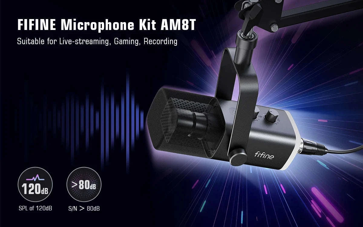 FIFINE AM8T Gaming Microphone Kit with USB/XLR and Boom Arm-AM8TW / spain