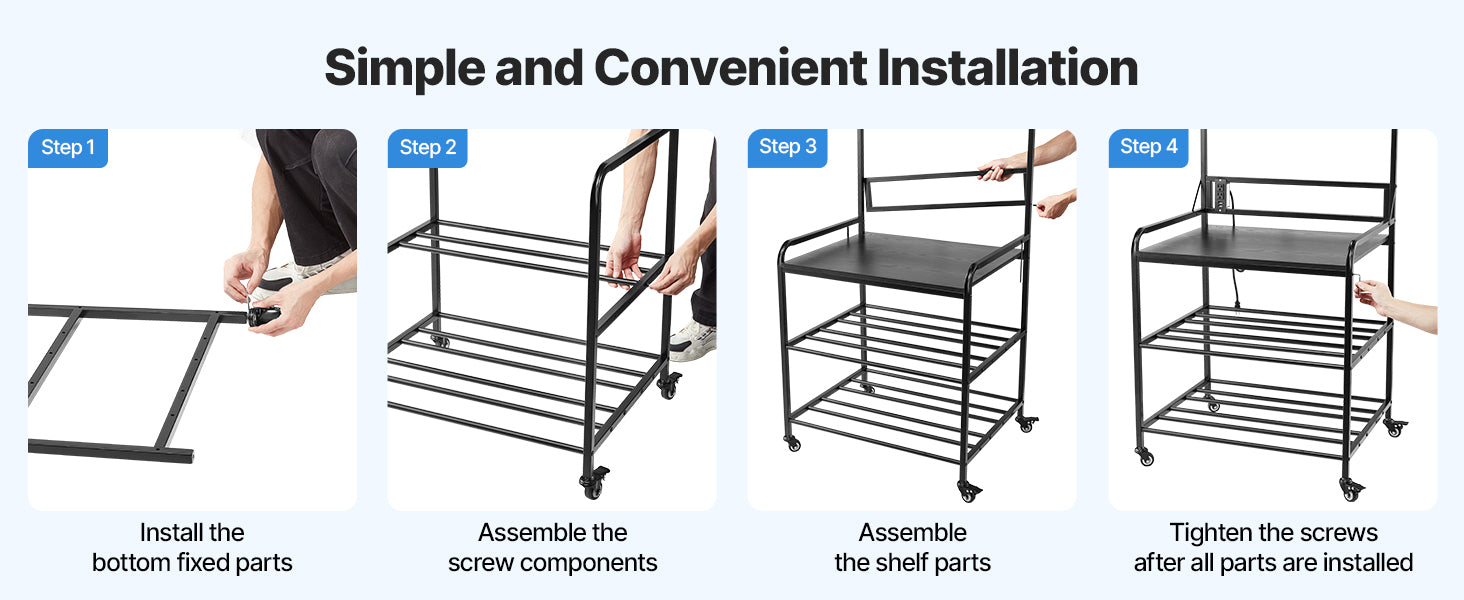 3-Tier 3D Printer Filament Storage Rack with Wheels & Power