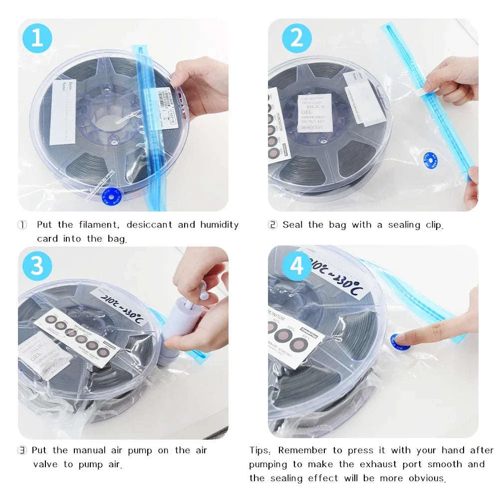 Filament Storage Vacuum Bag for 3D Printer Filament Protection-5 BAG Kit