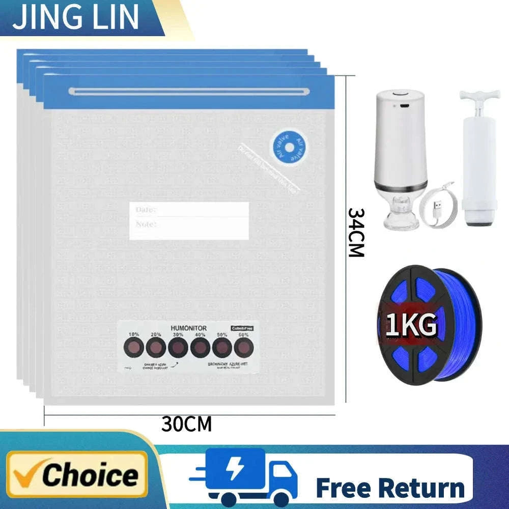 Filament Storage Vacuum Bag for Dry, Print-Ready Spools-5 BAG Kit