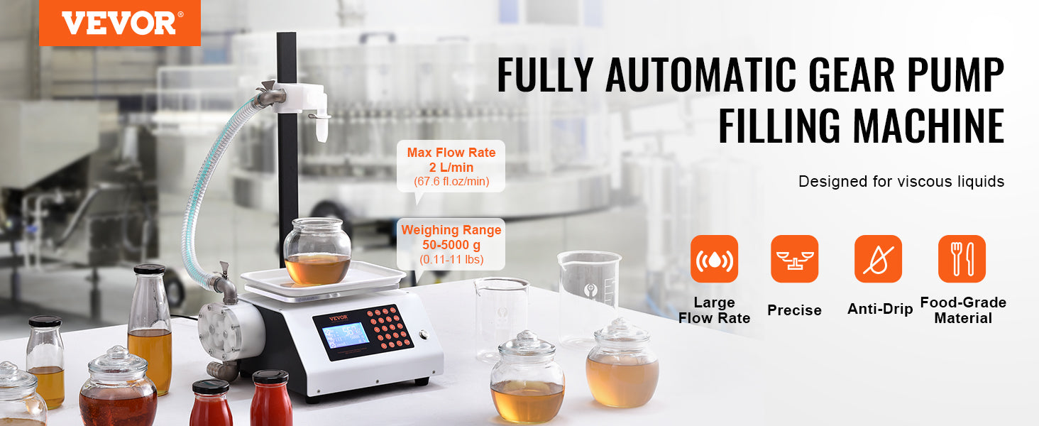 Máquina automática de llenado de líquidos con bomba de engranajes 50–5000g