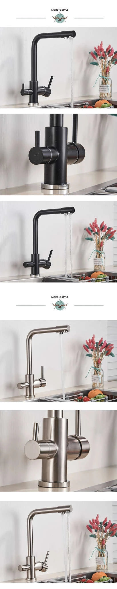 Filtered Kitchen Sink Faucet with Drinking Water Spout-Golden / GERMANY