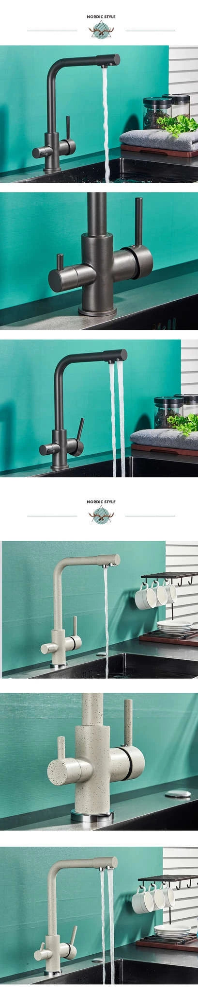 Filtered Kitchen Sink Faucet with Drinking Water Spout-Golden / GERMANY