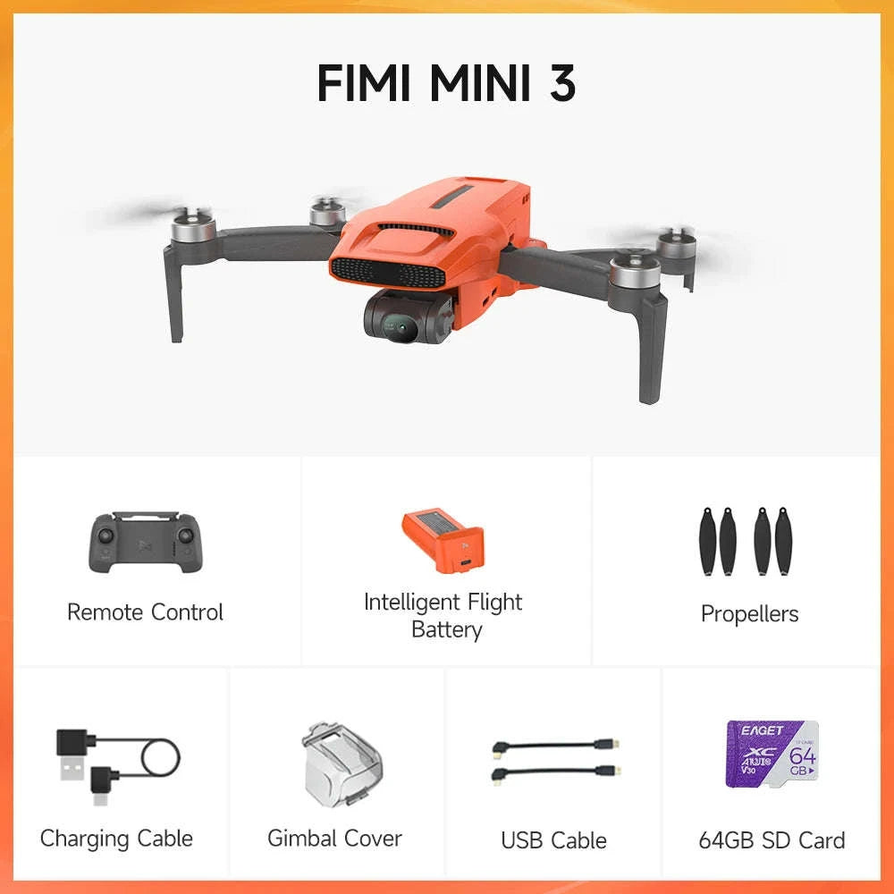 FIMI Mini 3 AI Super Night Video Drone with 4K Camera-MINI 3 SE 64gb / China Mainland