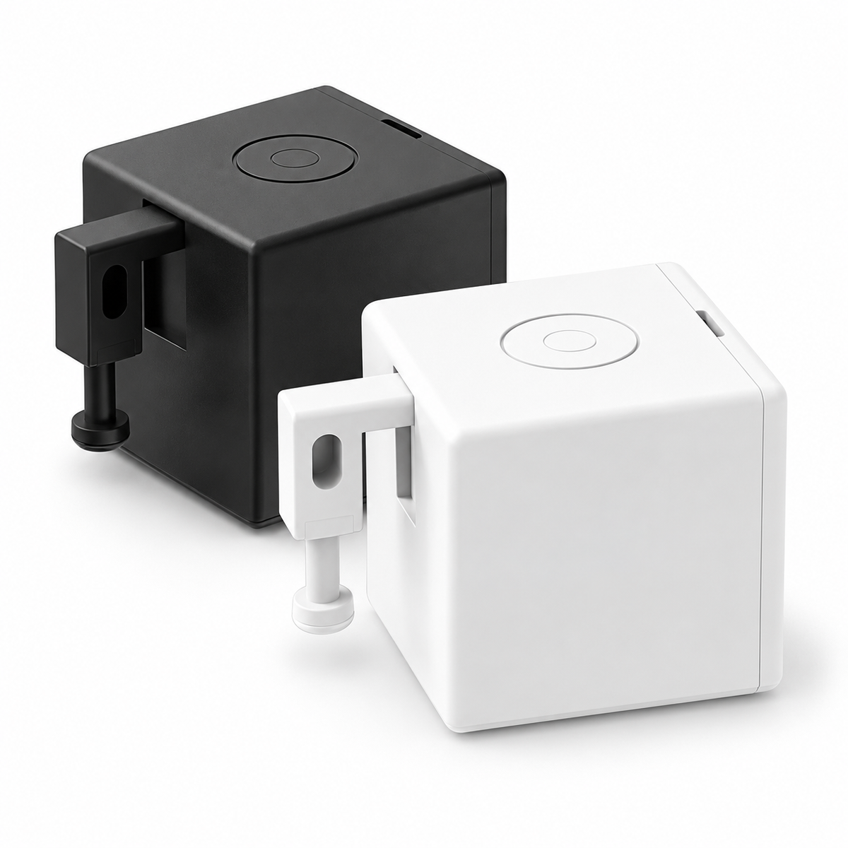 Black and white Fingerbot button pushers on white background