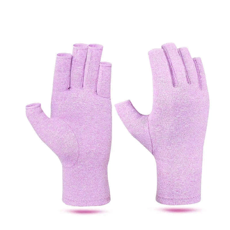 Fingerless Compression Gloves for Hand Support, 1 Pair-purple / S