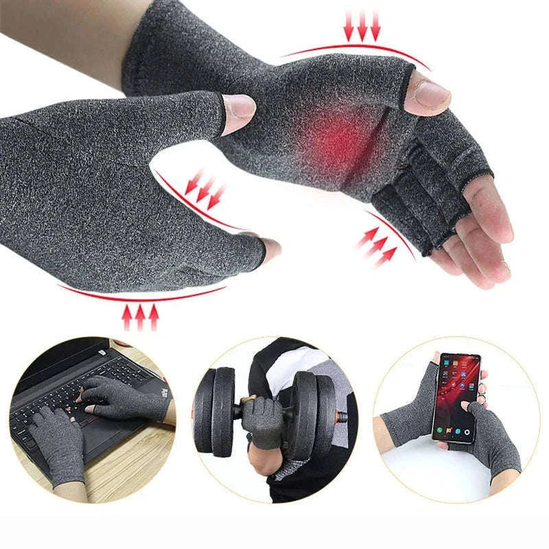 Fingerless Compression Gloves for Hand Support, 1 Pair-purple / S