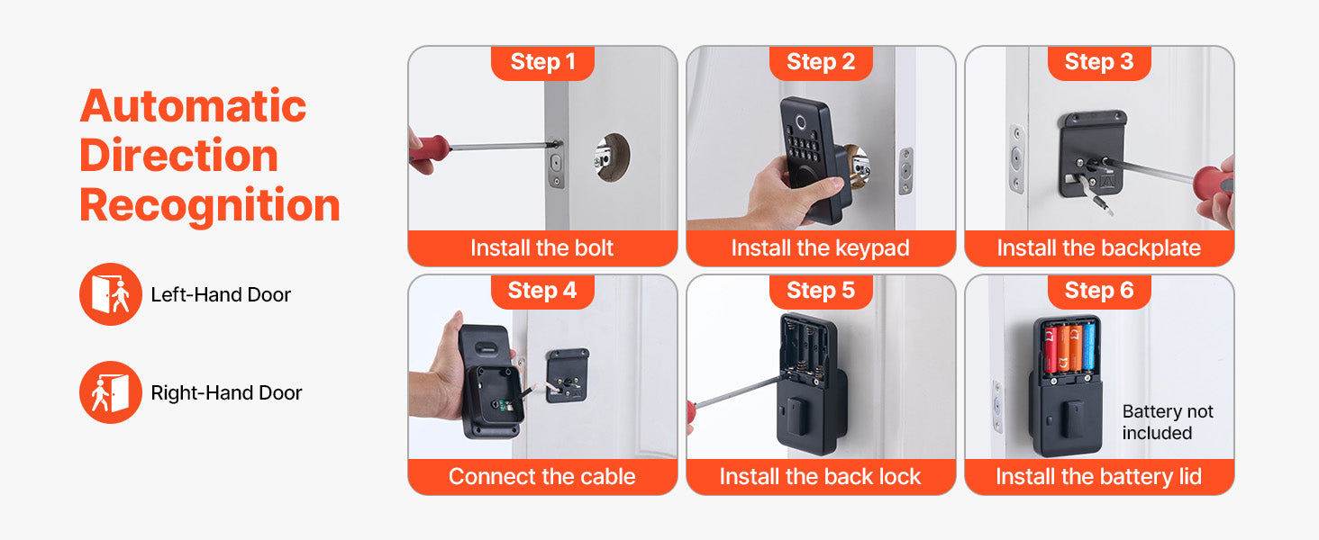 Fingerprint Door Lock Keyless Entry Deadbolt with Handle