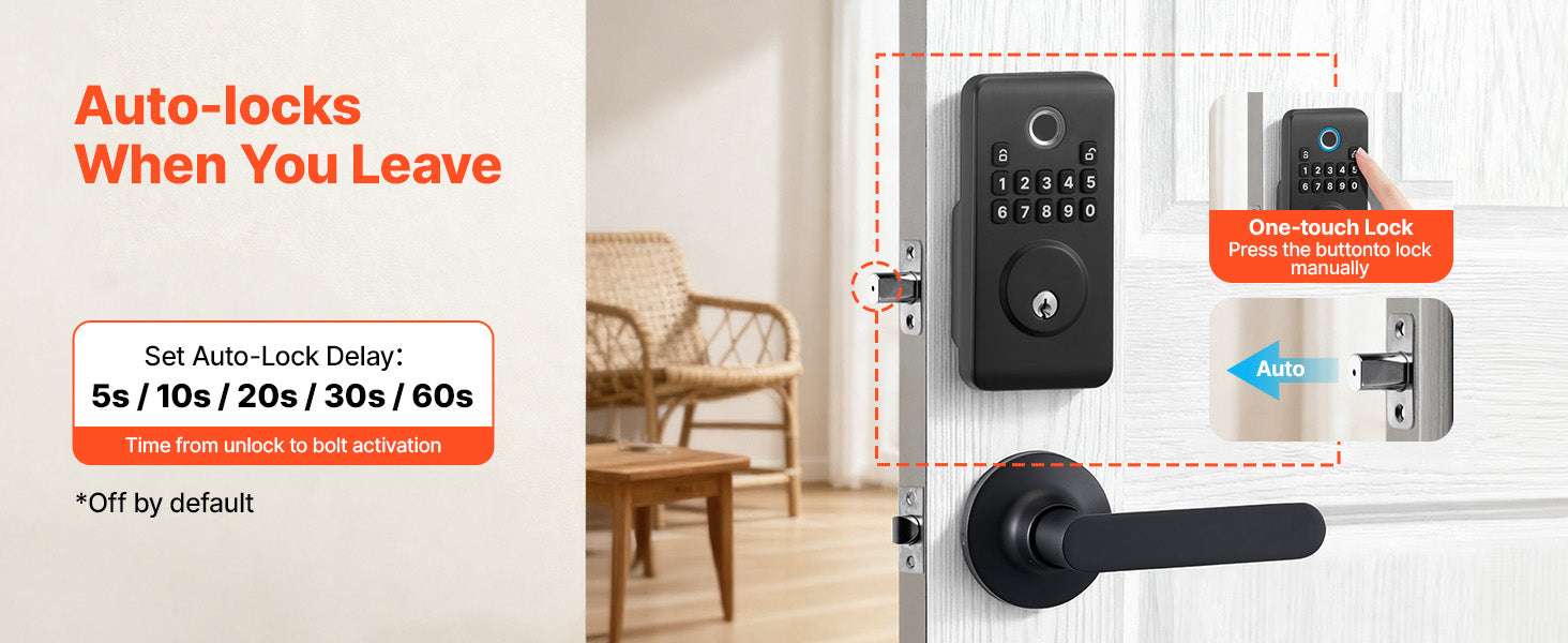 Fingerprint Door Lock Keyless Entry Deadbolt with Handle-Silver Type A / United States