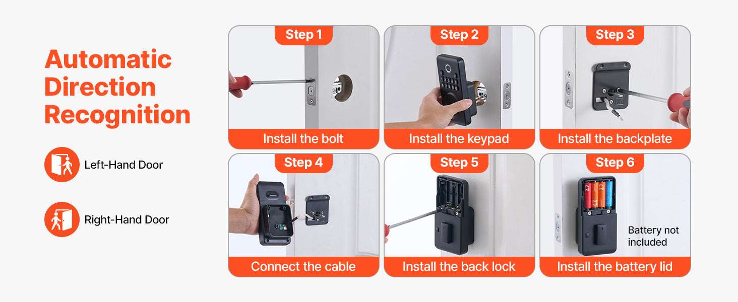 Fingerprint Door Lock Keyless Entry Deadbolt with Handle-Silver Type A / United States