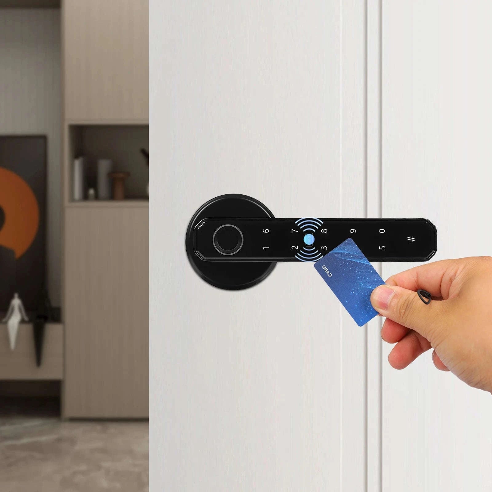 Fingerprint Door Lock, Smart Door Knob, Smart Door Handle Lock This Product Is Suitable for Homes Apartments Offices Door Thickness Is 35-55mm-black / United States