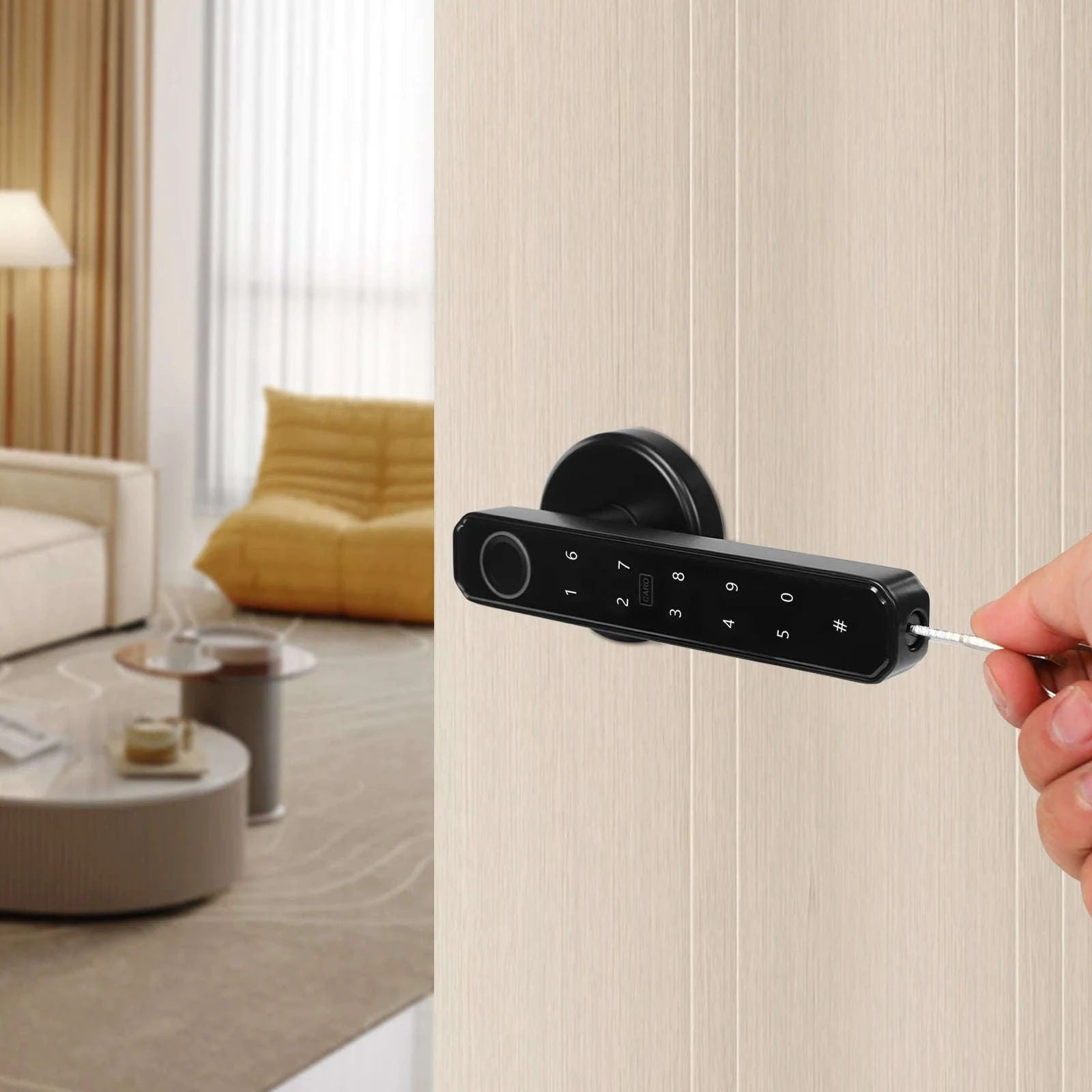 Fingerprint Door Lock, Smart Door Knob, Smart Door Handle Lock This Product Is Suitable for Homes Apartments Offices Door Thickness Is 35-55mm-black / United States