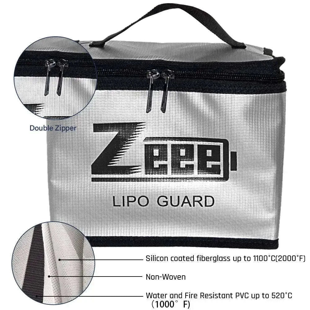 Fireproof LiPo Battery Safety Bag Set for Charging and Storage-As shown / UNITED KINGDOM