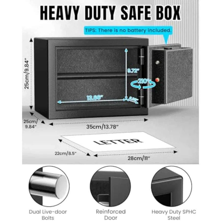Fireproof Safe for Home Use with Alarm LED Light-United States / black