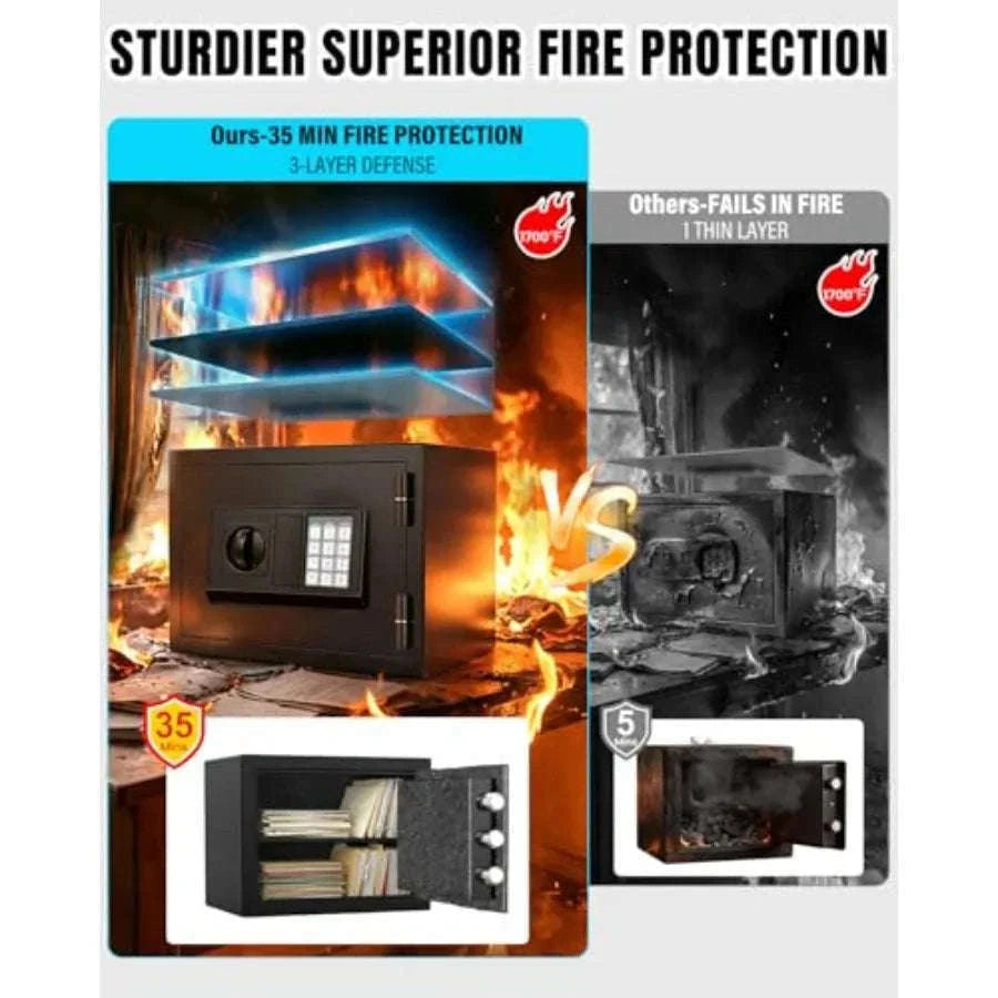 Fireproof Safe for Home Use with Alarm LED Light-United States / black