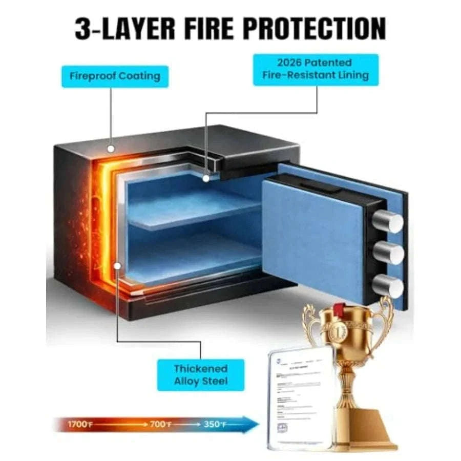 Fireproof Safe for Home Use with Alarm LED Light-United States / black