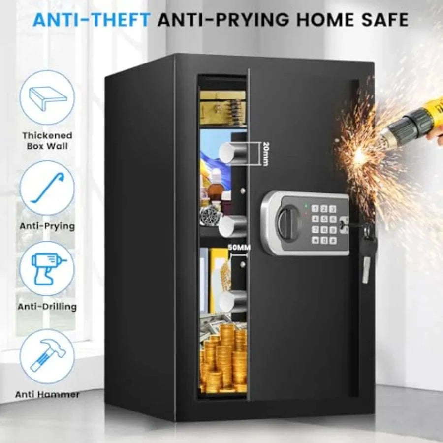 Fireproof Waterproof Document Safe with Digital Keypad, 19.7" Tall-United States / Black