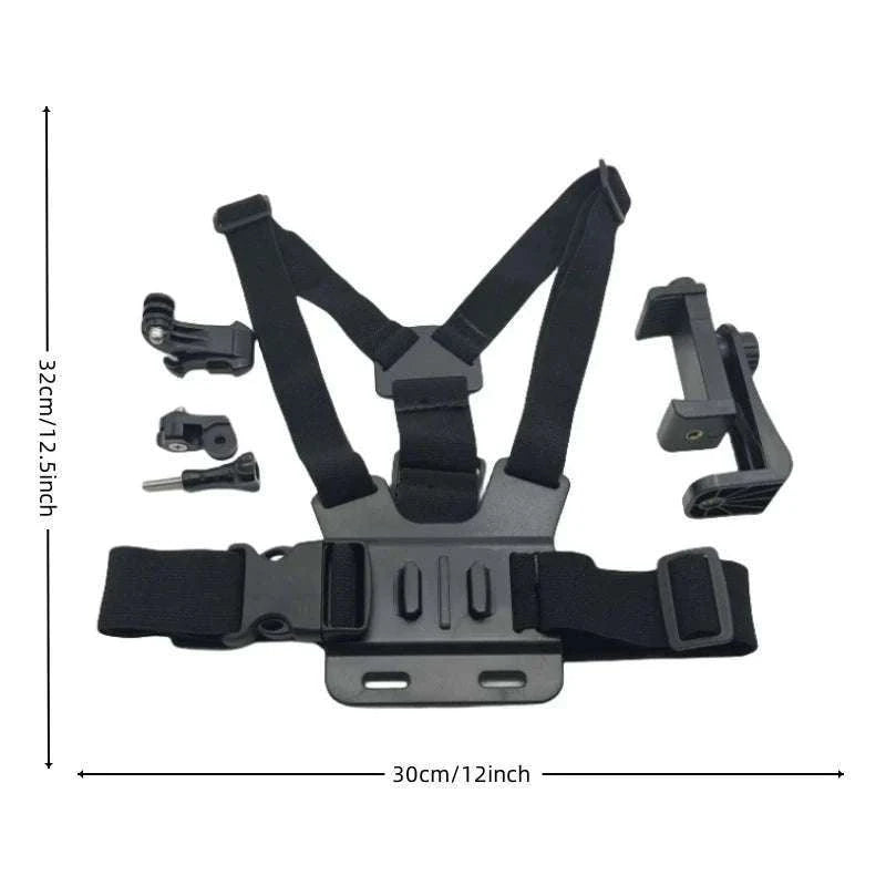 First‑Person Adjustable Action Camera Chest Strap Mount-Black