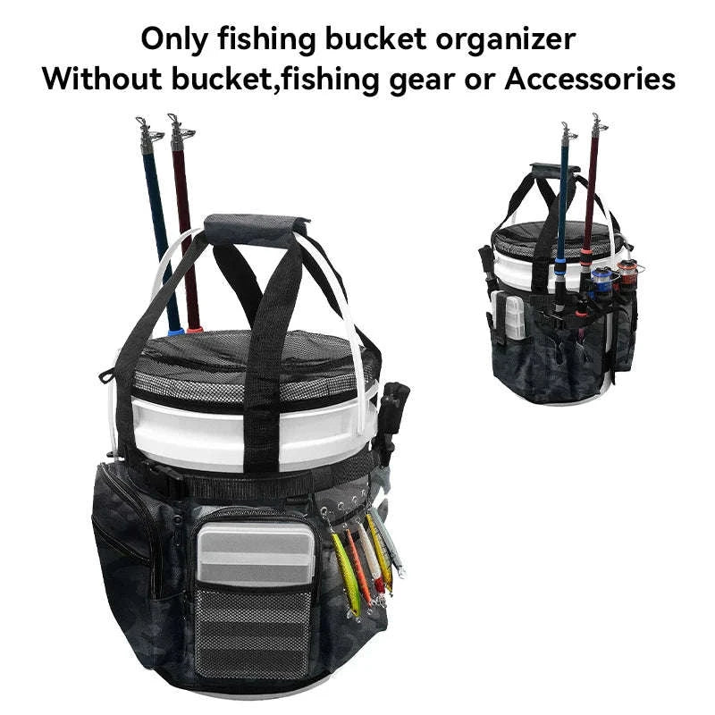 Fishing Bucket Organizer for 5-6 Gallon Buckets-Camouflage