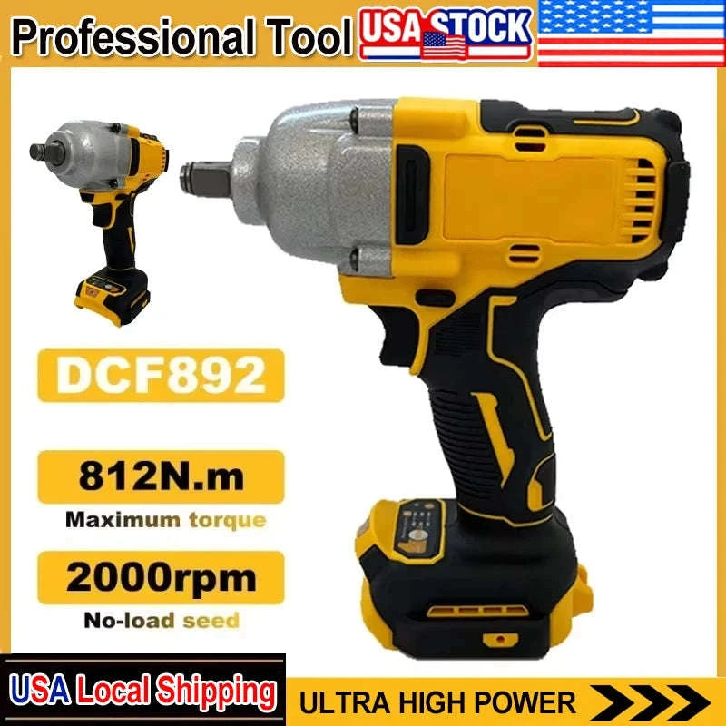 Fit Dewalt DCF892 812N.m Brushless Electric Wrench 1/2 Inch Cordless Impact Driver High Torque 3 Speed Auto Repair Power Tools-No Battery / United States
