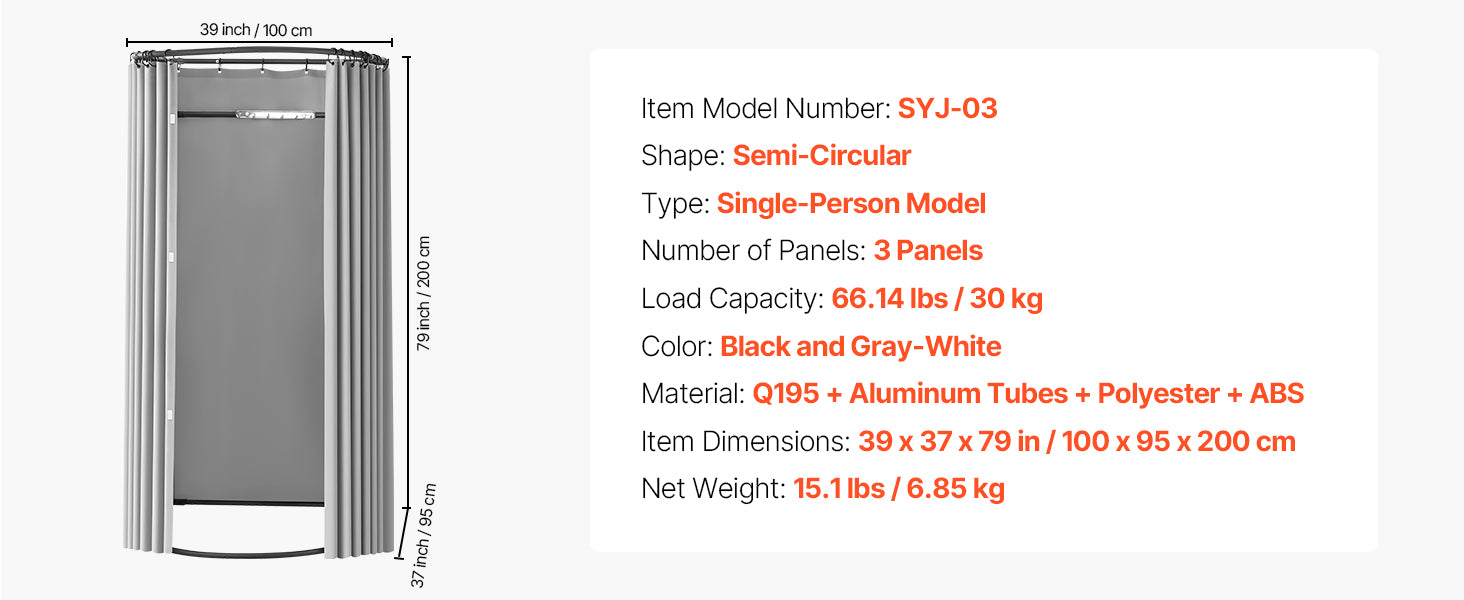 Mobile Fitting Room with Thick Privacy Curtains & Rolling Casters