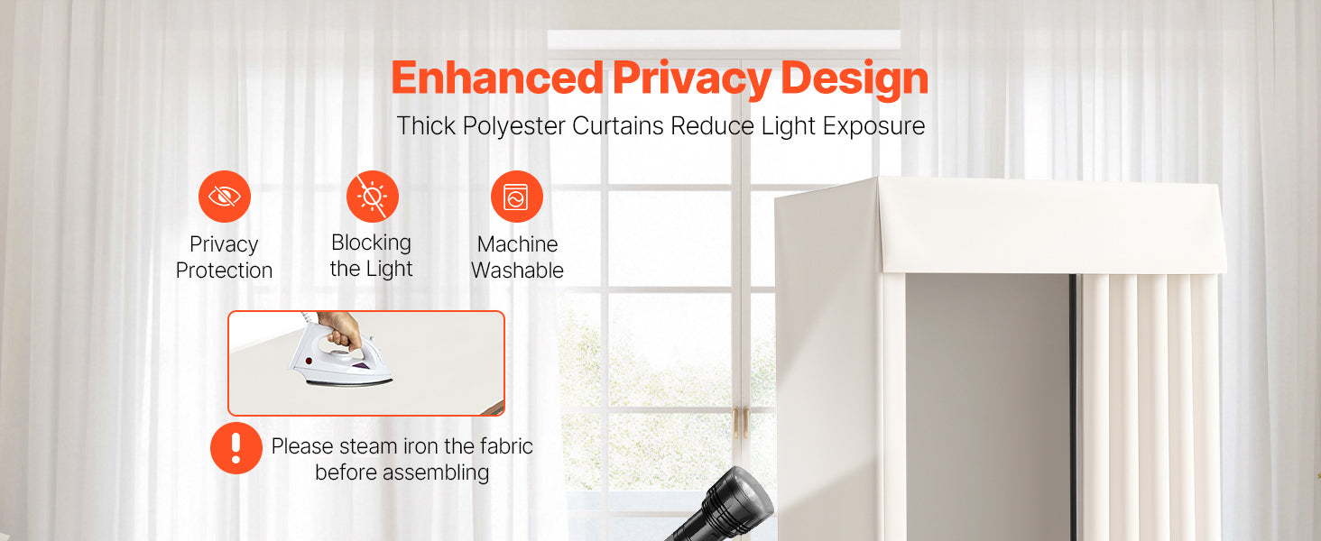 Mobile Fitting Room with Thick Privacy Curtains & Rolling Casters