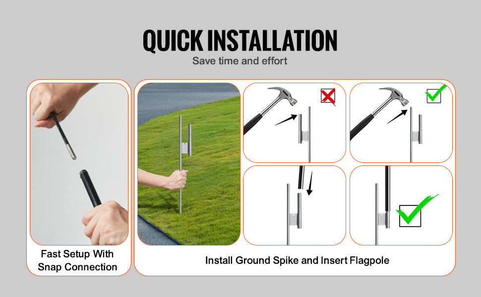 Feather Flag Pole Kit 3-Pack 16.3 ft with Ground Stakes