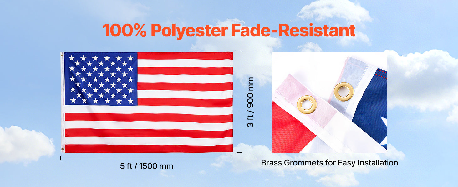 16/20/25/30ft In-Ground Aluminum Flag Pole Kit with Flag