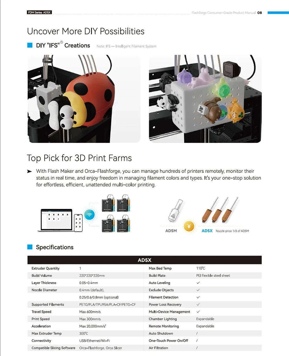 FLASHFORGE AD5X 3D Printer with Multi-Color Printing-AD5X / Australia