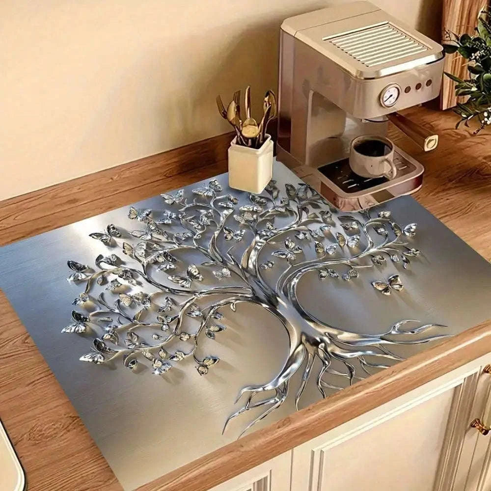 Flat Stove Cover Mat with Tree Design Rubber Kitchen Protector-1pc-B / United States
