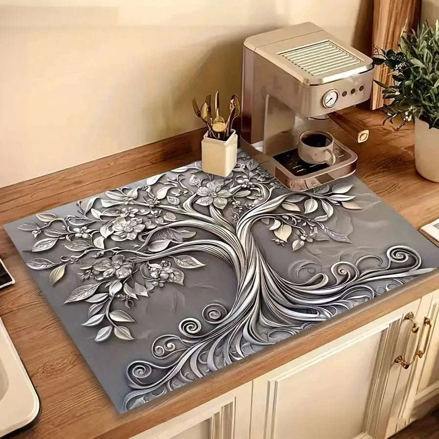 Flat Stove Cover Mat with Tree Design Rubber Kitchen Protector-1pc-B / United States