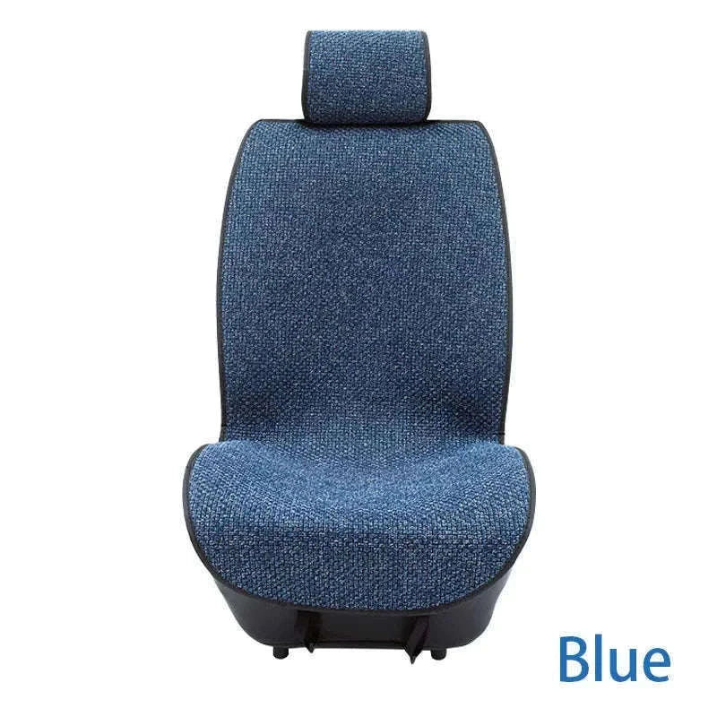 Flax Car Seat Cover Breathable Sweatproof Linen Cushion with Backrest Pad-1PC Rear Coffee
