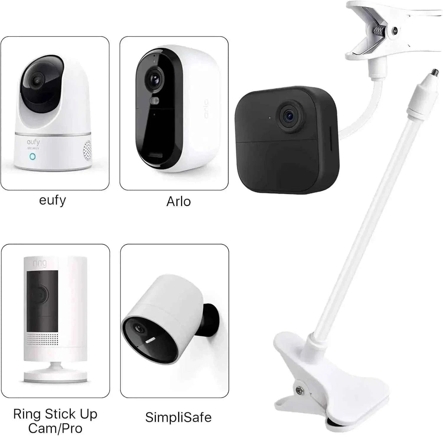 Flexible Baby Monitor Clip Stand for 1/4 Inch Screw Devices-Black - 25cm
