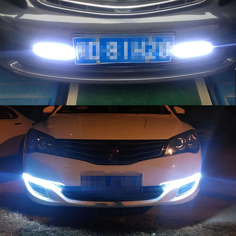 Flexible Daytime Running Lights 12V White 2pcs-2X 12Led White Led