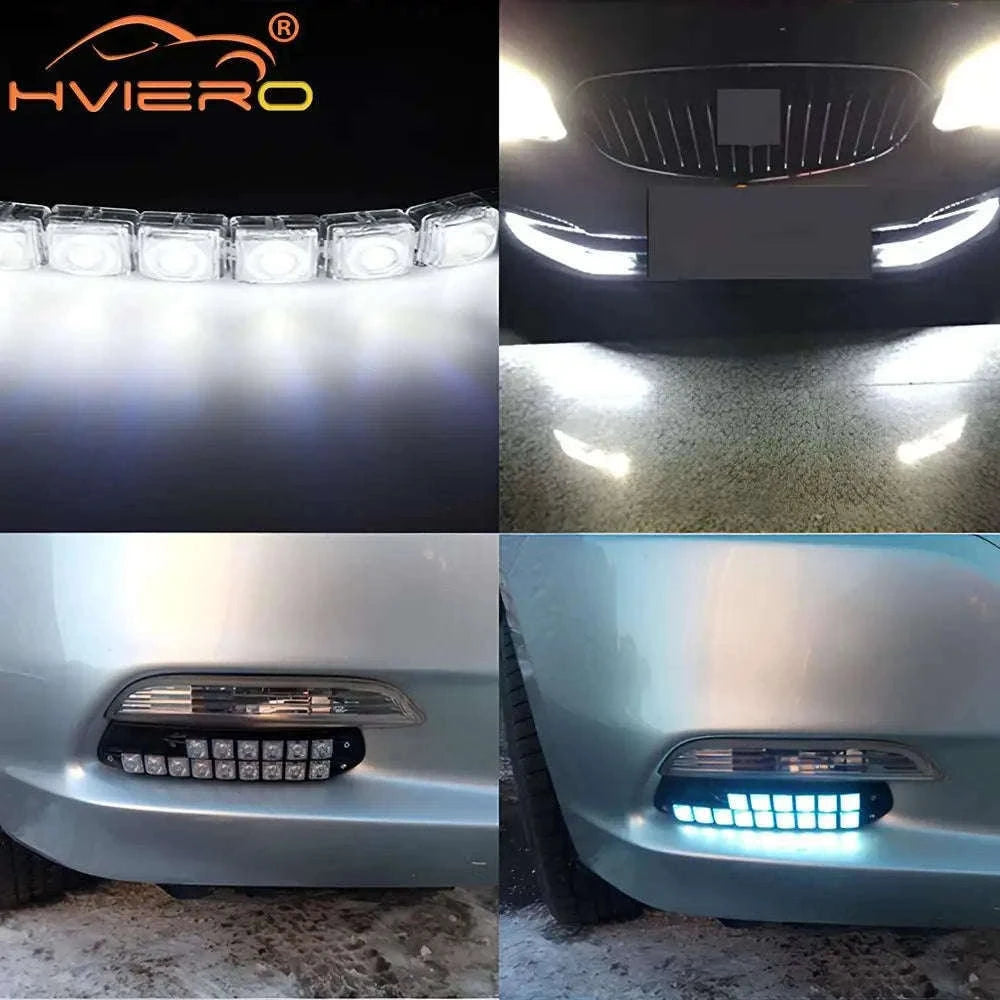 Flexible Daytime Running Lights 12V White 2pcs-2X 12Led White Led