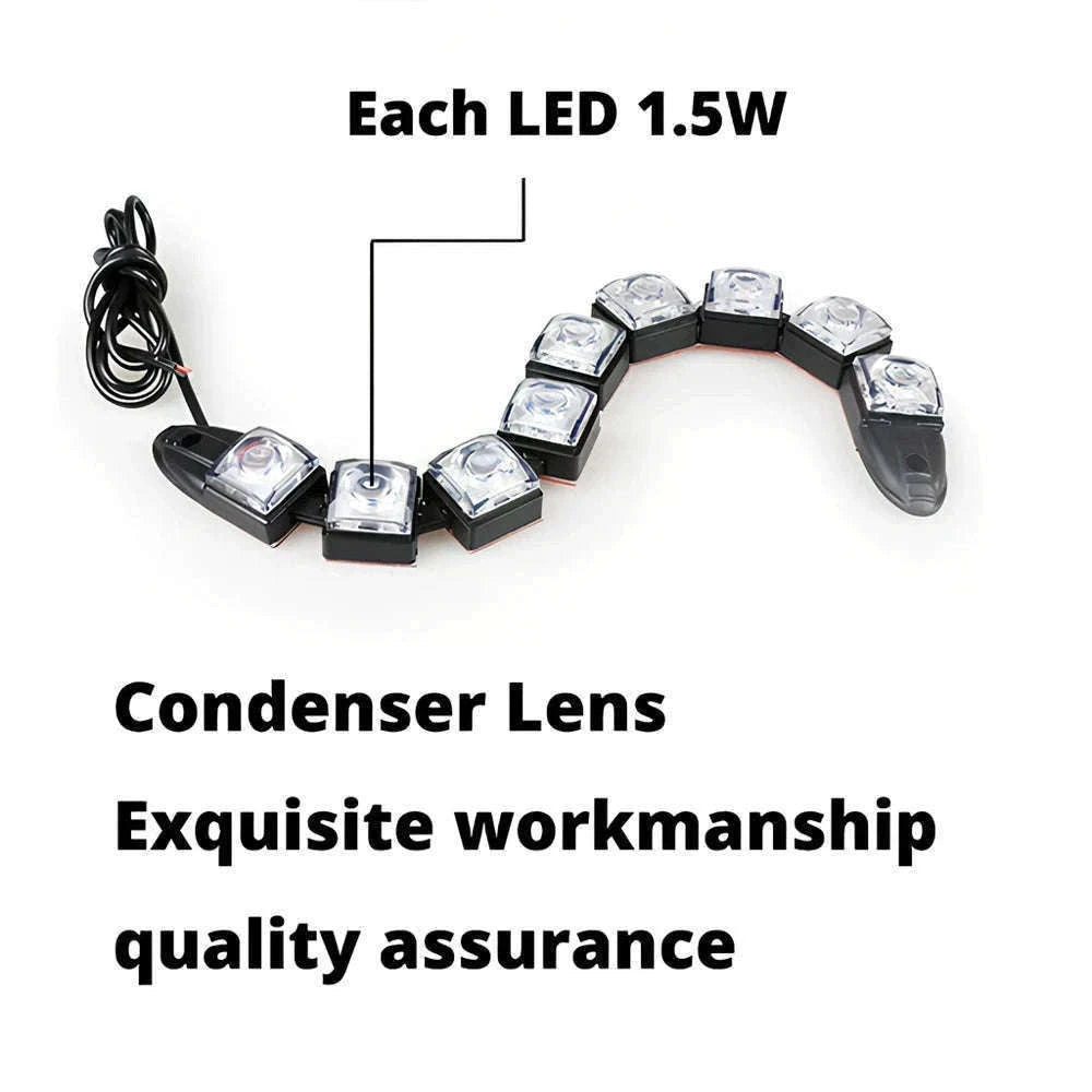 Flexible Daytime Running Lights 12V White 2pcs-2X 12Led White Led