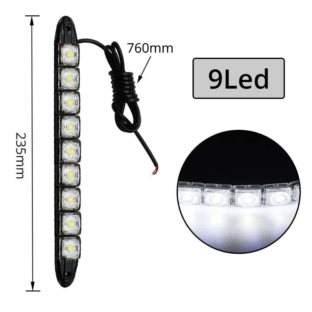 Flexible Daytime Running Lights 12V White 2pcs-2X 12Led White Led