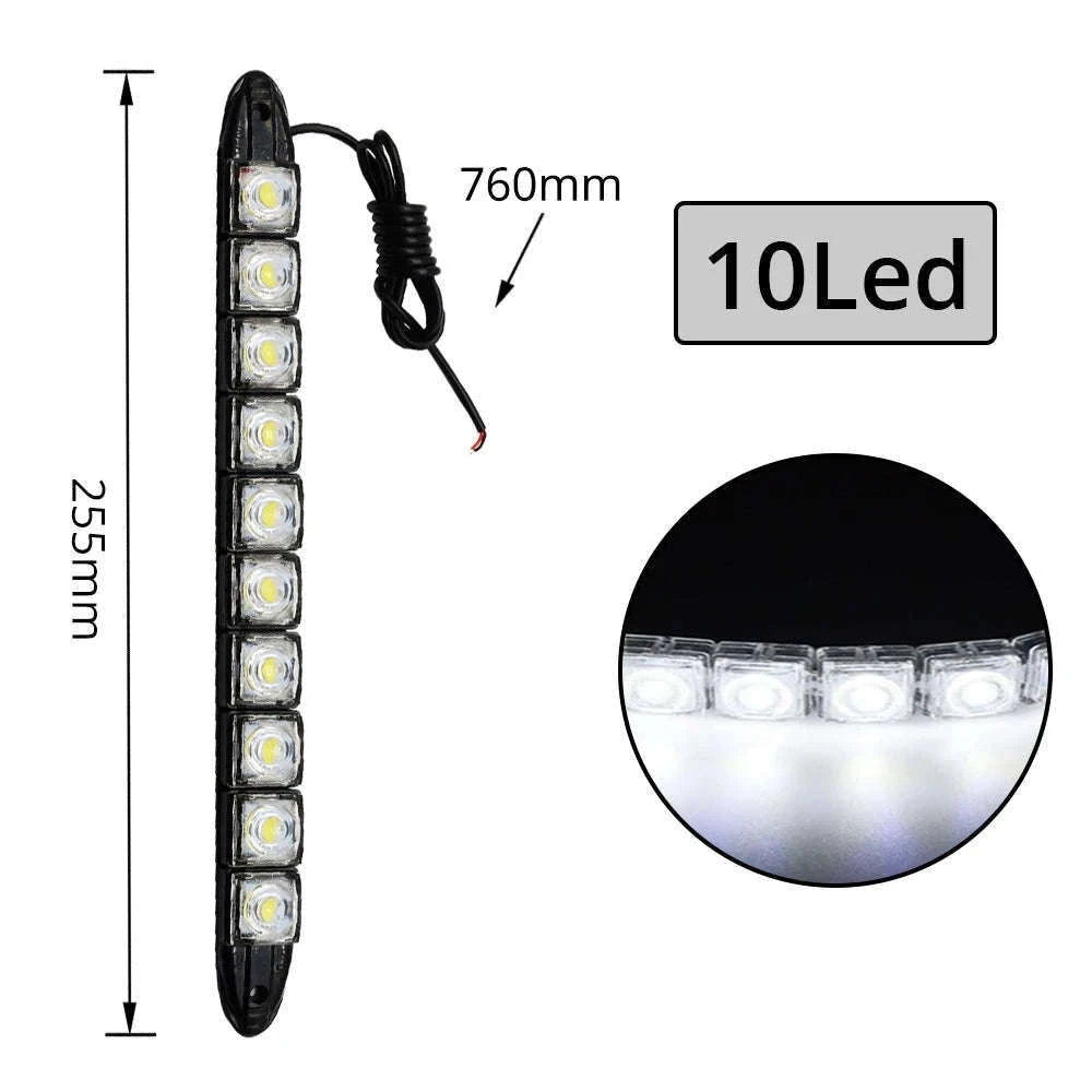 Flexible Daytime Running Lights 12V White 2pcs-2X 12Led White Led