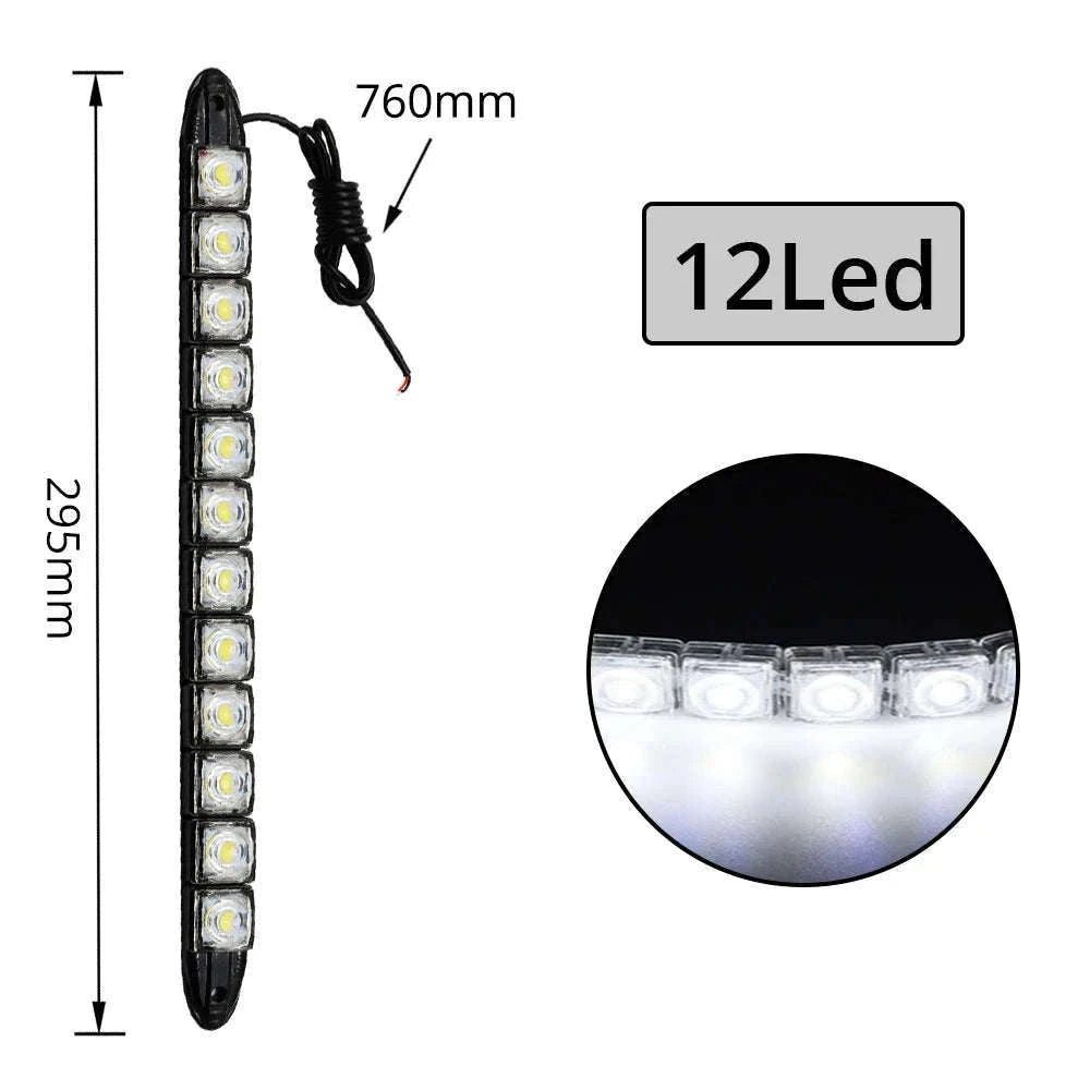 Flexible Daytime Running Lights 12V White 2pcs-2X 12Led White Led