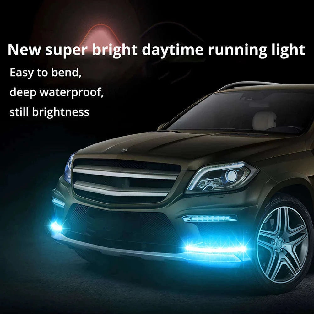Flexible Daytime Running Lights 12V White 2pcs-2X 12Led White Led