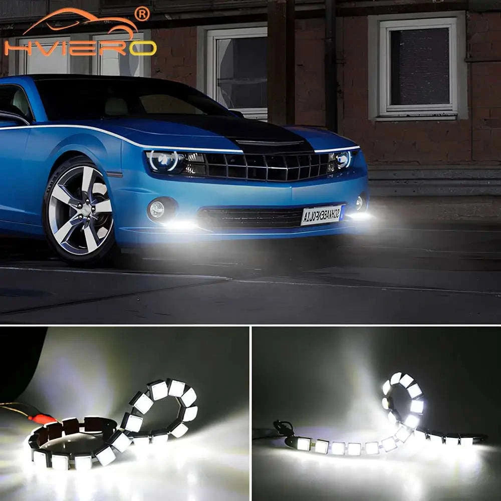 Flexible Daytime Running Lights 12V White 2pcs-2X 12Led White Led