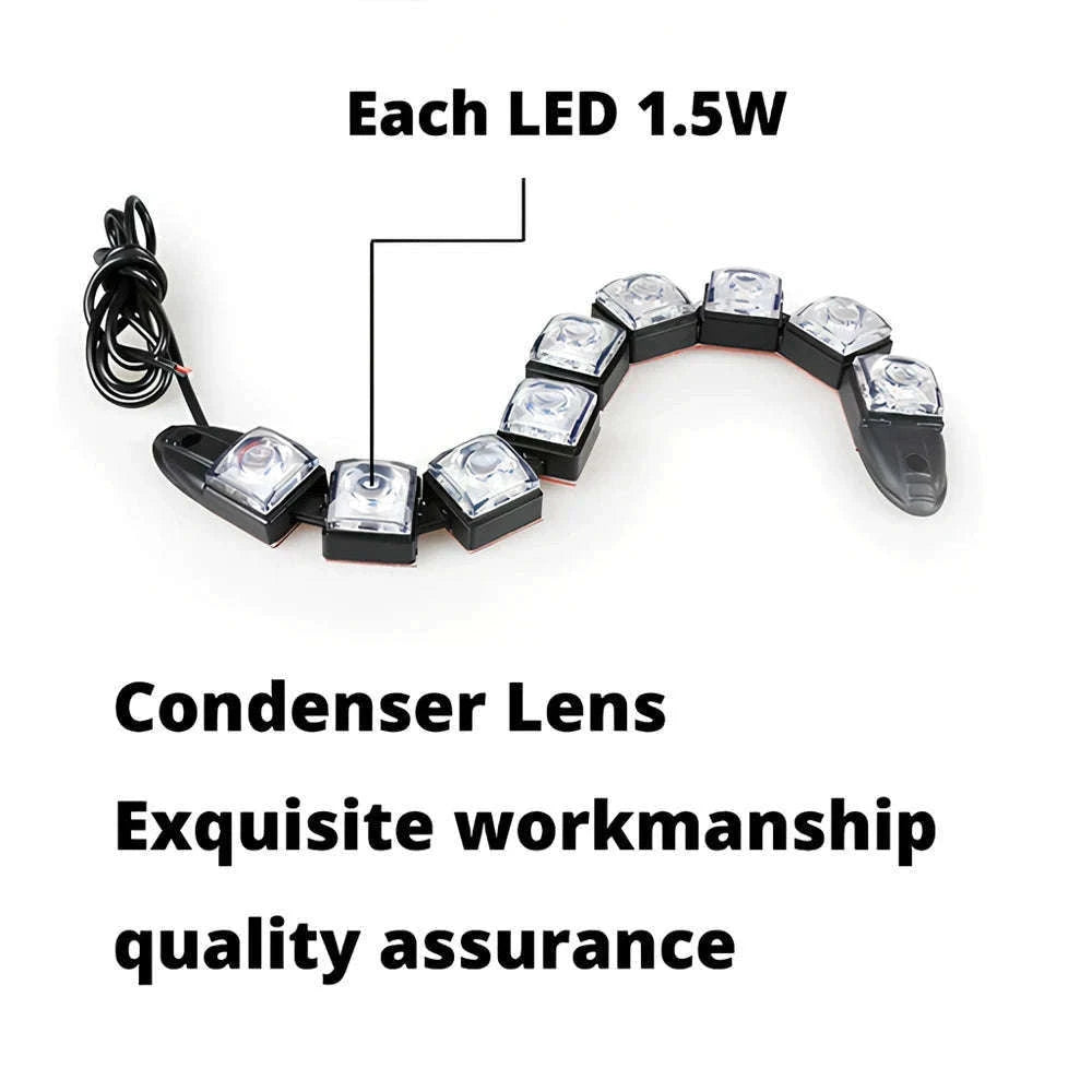 Flexible Daytime Running Lights 12V White 2pcs-2X 12Led White Led