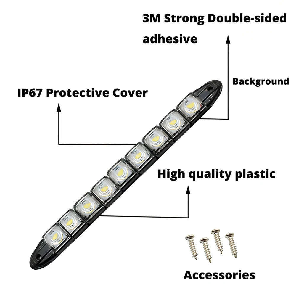 Flexible Daytime Running Lights 12V White 2pcs-2X 12Led White Led
