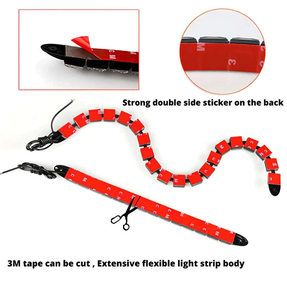 Flexible Daytime Running Lights 12V White 2pcs-2X 12Led White Led